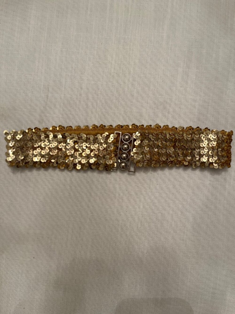 Gold Sequin Stretch Belt Wide Clasp